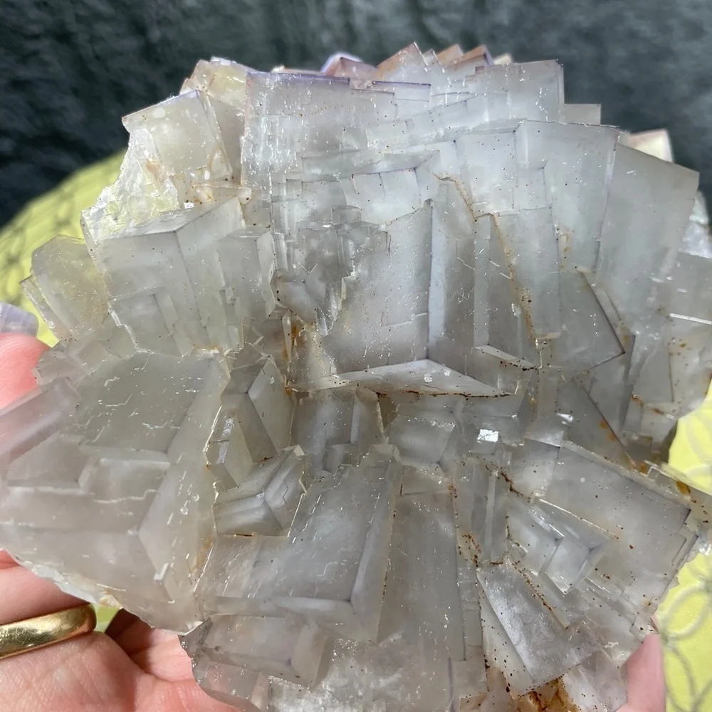 SHADOW WINDOWS Raw crystaL FLUORITE pale green STRONG UV translucent! 6”x6”
